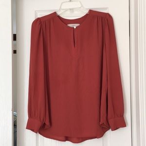Loft rust-colored polyester keyhole blouse.  EUC.